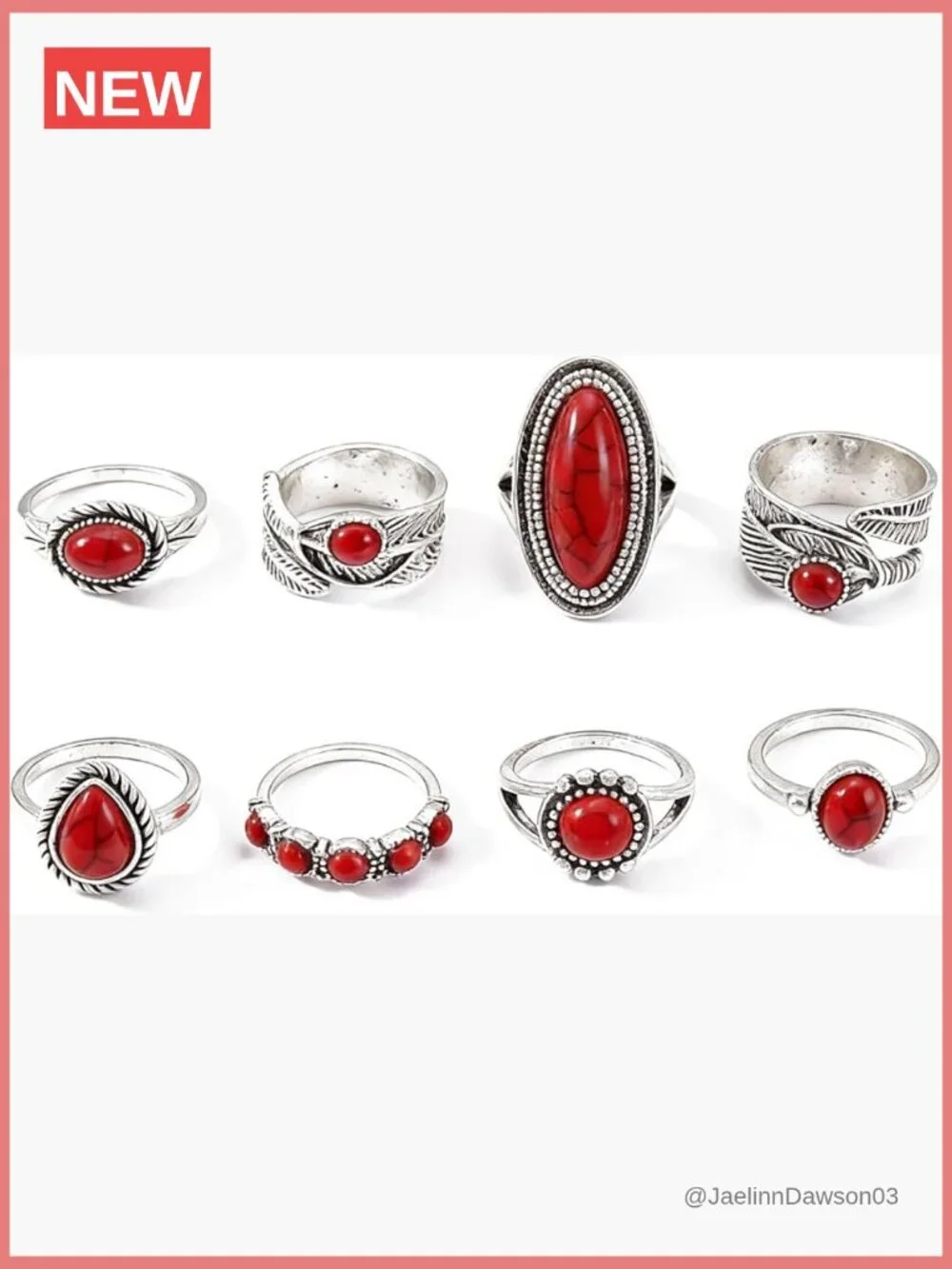 8-Piece Boho Stacking Ring Set - Statement Midi Knuckle Bands